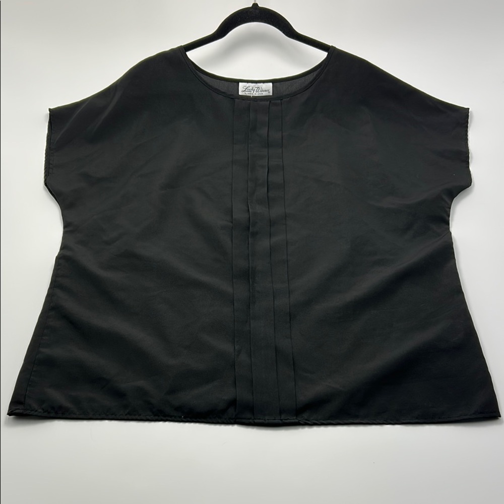 Vintage Lucky Winner  Women's Blouse Large Black Sleeveless Boxy Relaxed Fit